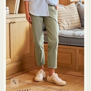 Frank & Eileen Wicklow Chino Pants Raw Hem Green Pants Size 8 Mid Rise Straight
